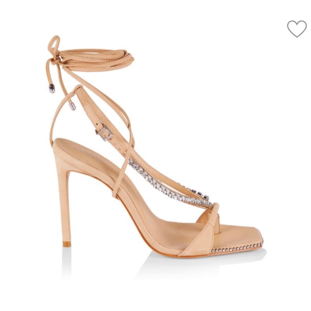 SCHUTZ Vikki Crystal Embellished High Heel Nubuck Sandals